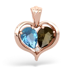 Blue Topaz Two Become One 14K Rose Gold pendant P5330