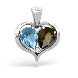 Blue Topaz Two Become One 14K White Gold pendant P5330