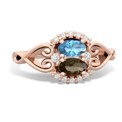 Blue Topaz Love Nest 14K Rose Gold ring R5860