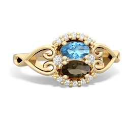 Blue Topaz Love Nest 14K Yellow Gold ring R5860