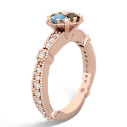 Blue Topaz Sparkling Tiara Cluster 14K Rose Gold ring R26293RD