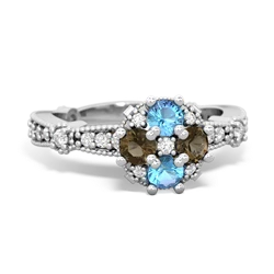 Blue Topaz Sparkling Tiara Cluster 14K White Gold ring R26293RD