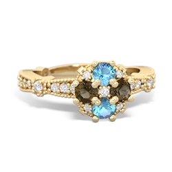 Blue Topaz Sparkling Tiara Cluster 14K Yellow Gold ring R26293RD