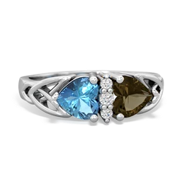 Blue Topaz Celtic Knot Double Heart 14K White Gold ring R5040