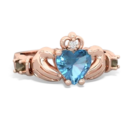 Blue Topaz Claddagh Keepsake 14K Rose Gold ring R5245