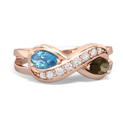 Blue Topaz Diamond Infinity 14K Rose Gold ring R5390