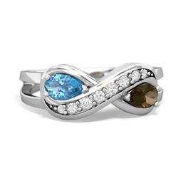 Blue Topaz Diamond Infinity 14K White Gold ring R5390