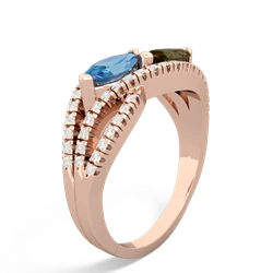 Blue Topaz Diamond Rivers 14K Rose Gold ring R3070