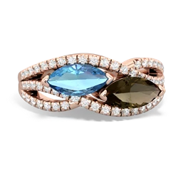 Blue Topaz Diamond Rivers 14K Rose Gold ring R3070