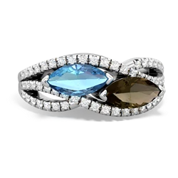 Blue Topaz Diamond Rivers 14K White Gold ring R3070