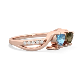 Blue Topaz Side By Side 14K Rose Gold ring R3090