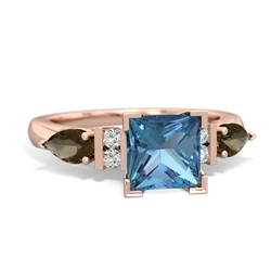 Blue Topaz 6Mm Princess Eternal Embrace Engagement 14K Rose Gold ring C2002