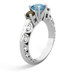 Blue Topaz Art Deco Eternal Embrace Engagement 14K White Gold ring C2003