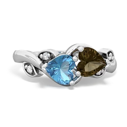 Blue Topaz Floral Elegance 14K White Gold ring R5790