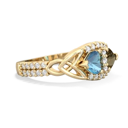 Blue Topaz Sparkling Celtic Knot 14K Yellow Gold ring R2645