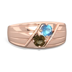 Blue Topaz Men's Streamline 14K Rose Gold ring R0460