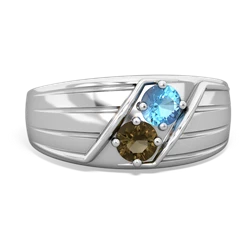 Blue Topaz Men's Streamline 14K White Gold ring R0460