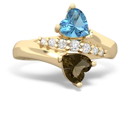 Blue Topaz Heart To Heart 14K Yellow Gold ring R2064