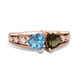 Blue Topaz Heart To Heart 14K Rose Gold ring R3342