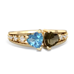 Blue Topaz Heart To Heart 14K Yellow Gold ring R3342