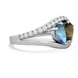 Blue Topaz Nestled Heart Keepsake 14K White Gold ring R5650