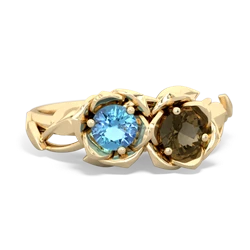 Blue Topaz Rose Garden 14K Yellow Gold ring R5510