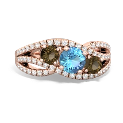 Blue Topaz Three Stone Aurora 14K Rose Gold ring R3080