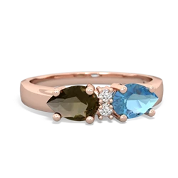 Blue Topaz Pear Bowtie 14K Rose Gold ring R0865