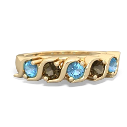 Blue Topaz Anniversary Band 14K Yellow Gold ring R2089