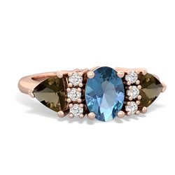 Blue Topaz Antique Style Three Stone 14K Rose Gold ring R2186