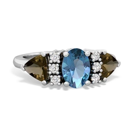 Blue Topaz Antique Style Three Stone 14K White Gold ring R2186