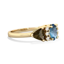 Blue Topaz Antique Style Three Stone 14K Yellow Gold ring R2186