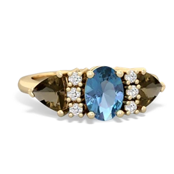 Blue Topaz Antique Style Three Stone 14K Yellow Gold ring R2186