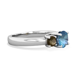 Blue Topaz Three Stone Round Trellis 14K White Gold ring R4018