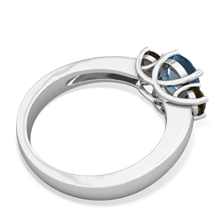 Blue Topaz Three Stone Round Trellis 14K White Gold ring R4018