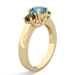 Blue Topaz Three Stone Round Trellis 14K Yellow Gold ring R4018