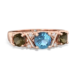 Blue Topaz Hugs And Kisses 14K Rose Gold ring R5016