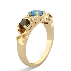 Blue Topaz Hugs And Kisses 14K Yellow Gold ring R5016