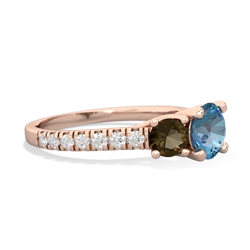 Blue Topaz Pave Trellis 14K Rose Gold ring R5500