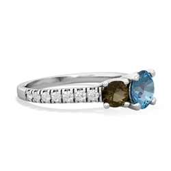 Blue Topaz Pave Trellis 14K White Gold ring R5500