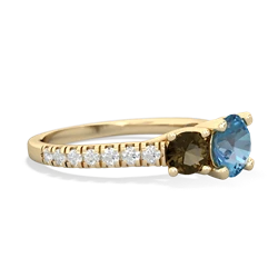 Blue Topaz Pave Trellis 14K Yellow Gold ring R5500