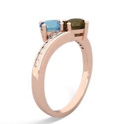 Blue Topaz Channel Set Two Stone 14K Rose Gold ring R5303