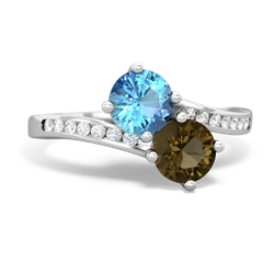 Blue Topaz Channel Set Two Stone 14K White Gold ring R5303