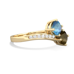 Blue Topaz Channel Set Two Stone 14K Yellow Gold ring R5303