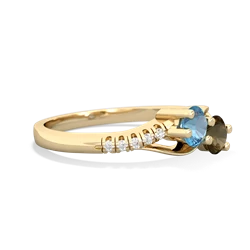 Blue Topaz Infinity Pave Two Stone 14K Yellow Gold ring R5285