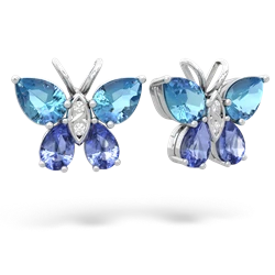 Blue Topaz Butterfly 14K White Gold earrings E2215