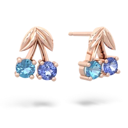 Blue Topaz Sweet Cherries 14K Rose Gold earrings E7001