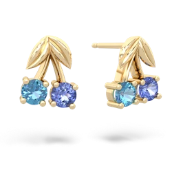 Blue Topaz Sweet Cherries 14K Yellow Gold earrings E7001