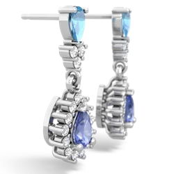 Blue Topaz Halo Pear Dangle 14K White Gold earrings E1882