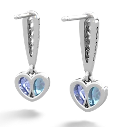 Blue Topaz Filligree Heart 14K White Gold earrings E5070